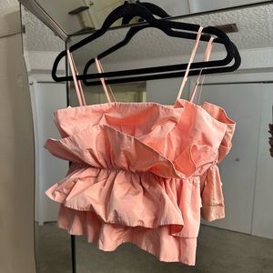 Topshop pink ruffle flower-like top